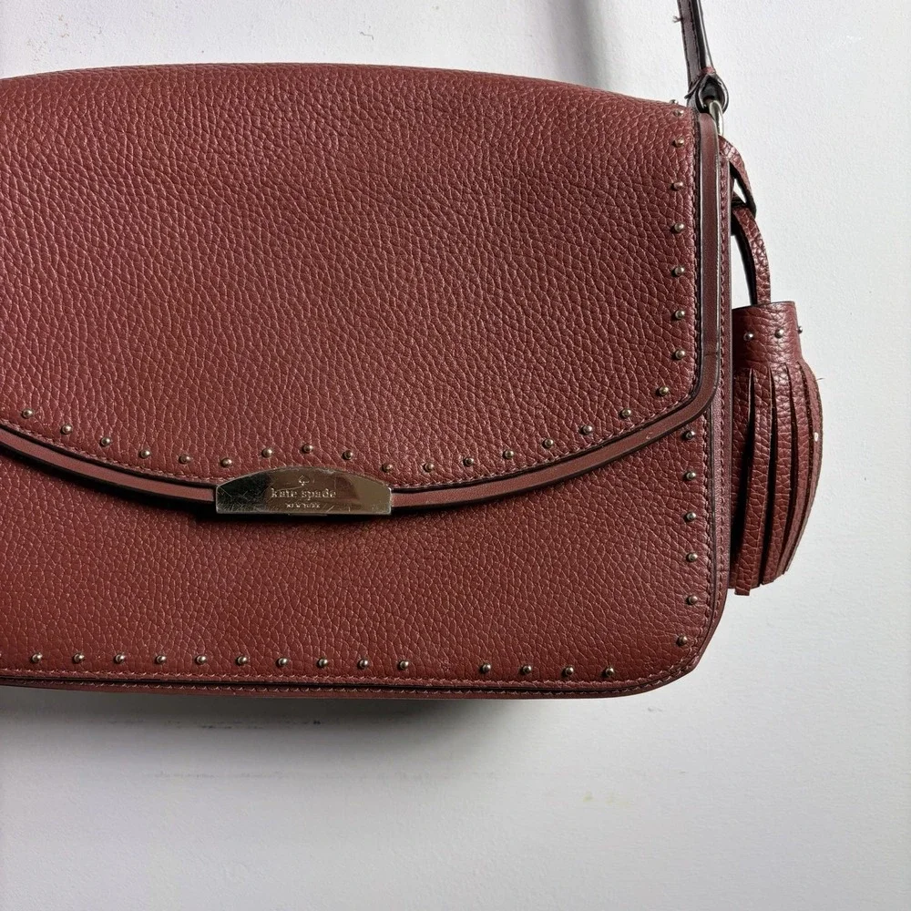 Kate Spade West Street Kenway Crossbody Bag Pebbled Leather Port Brown Studded